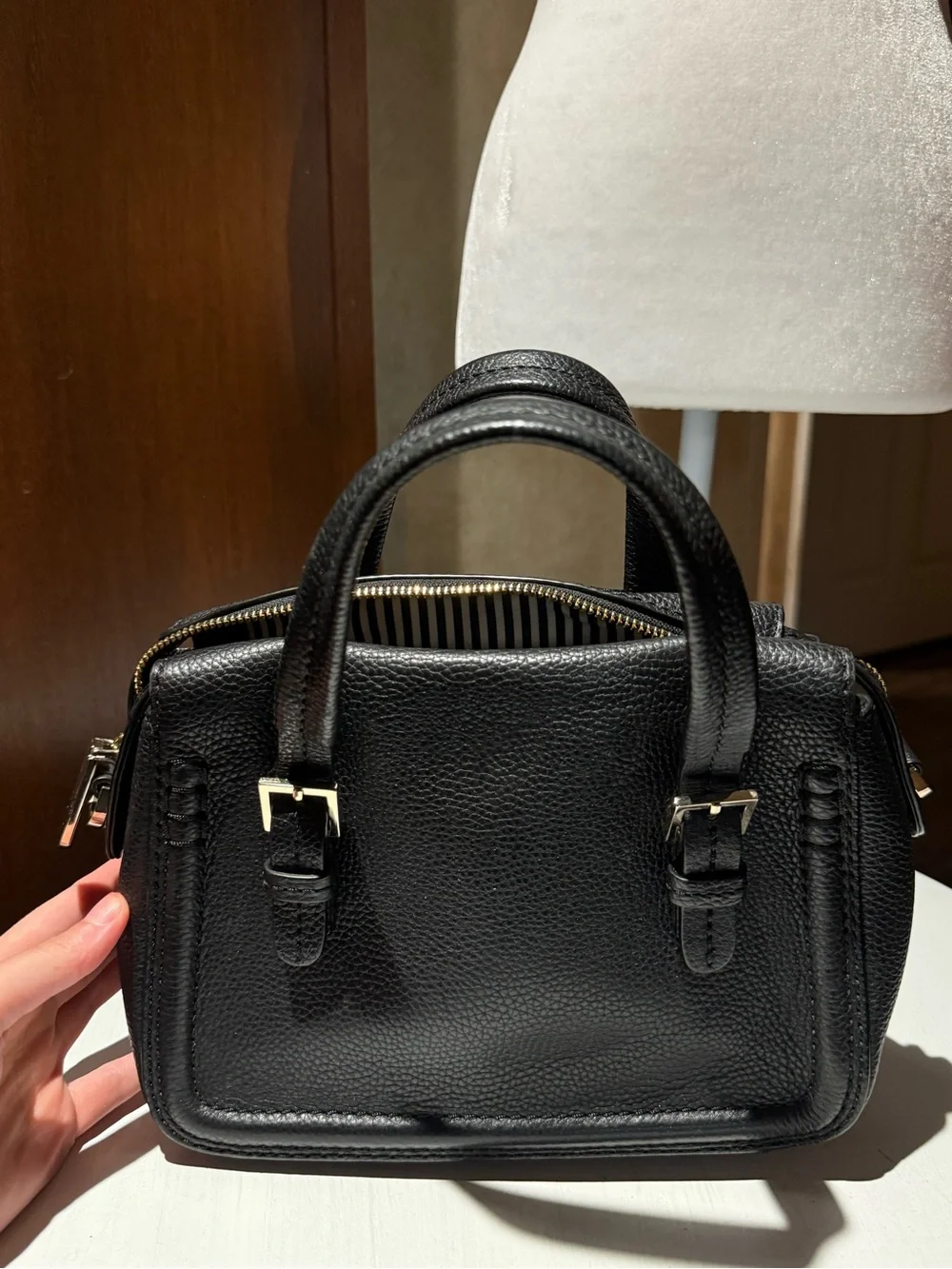 kate spade Black Pebbled Leather Satchel with Tassels